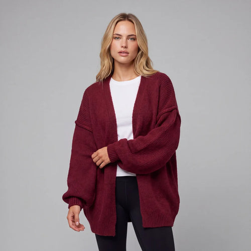 Oversized cardigan med ballongärmar och öppen front