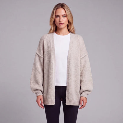 Oversized cardigan med ballongärmar och öppen front