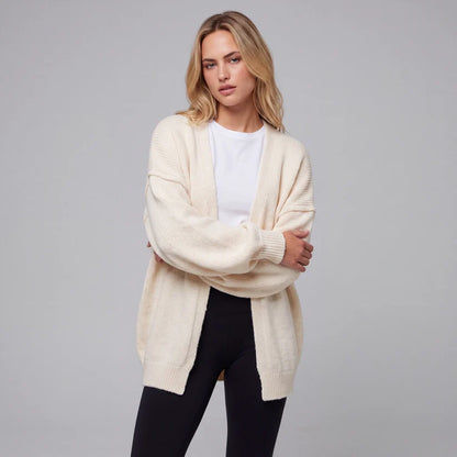 Oversized cardigan med ballongärmar och öppen front