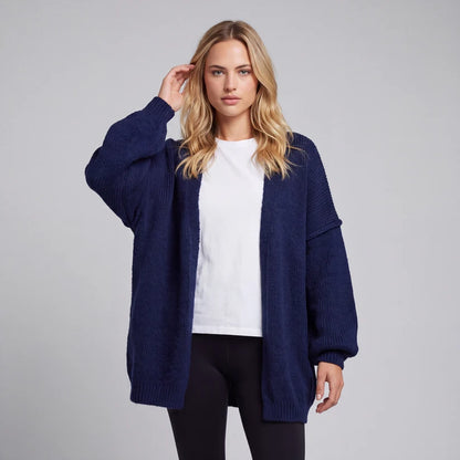 Oversized cardigan med ballongärmar och öppen front