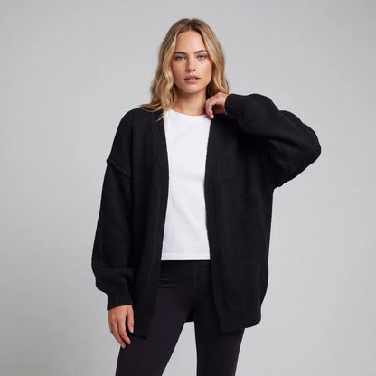 Oversized cardigan med ballongärmar och öppen front
