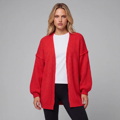 Oversized cardigan med ballongärmar och öppen front
