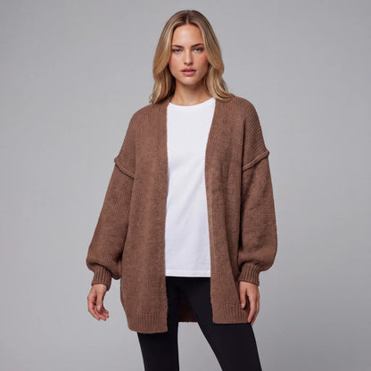 Oversized cardigan med ballongärmar och öppen front