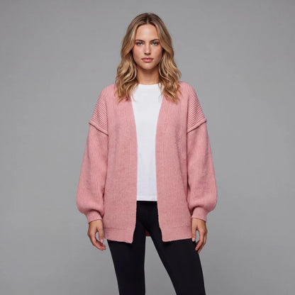 Oversized cardigan med ballongärmar och öppen front