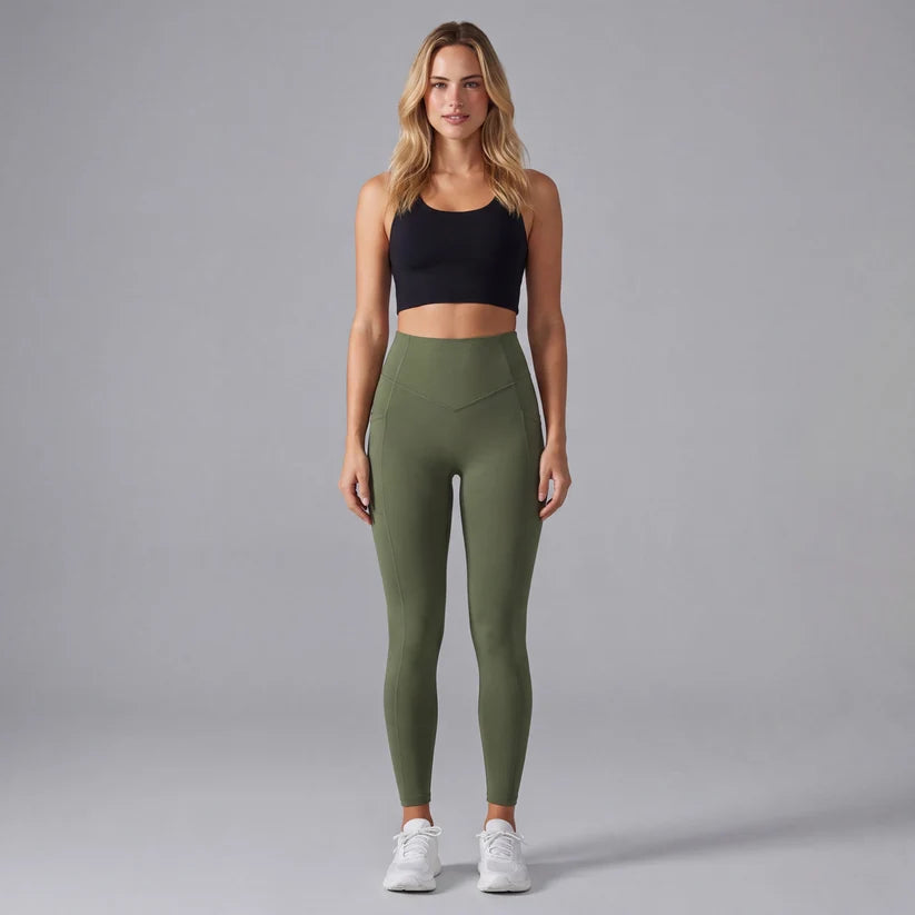 Högmidjade formande leggings med fickor