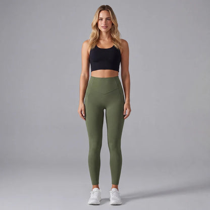 Högmidjade formande leggings med fickor