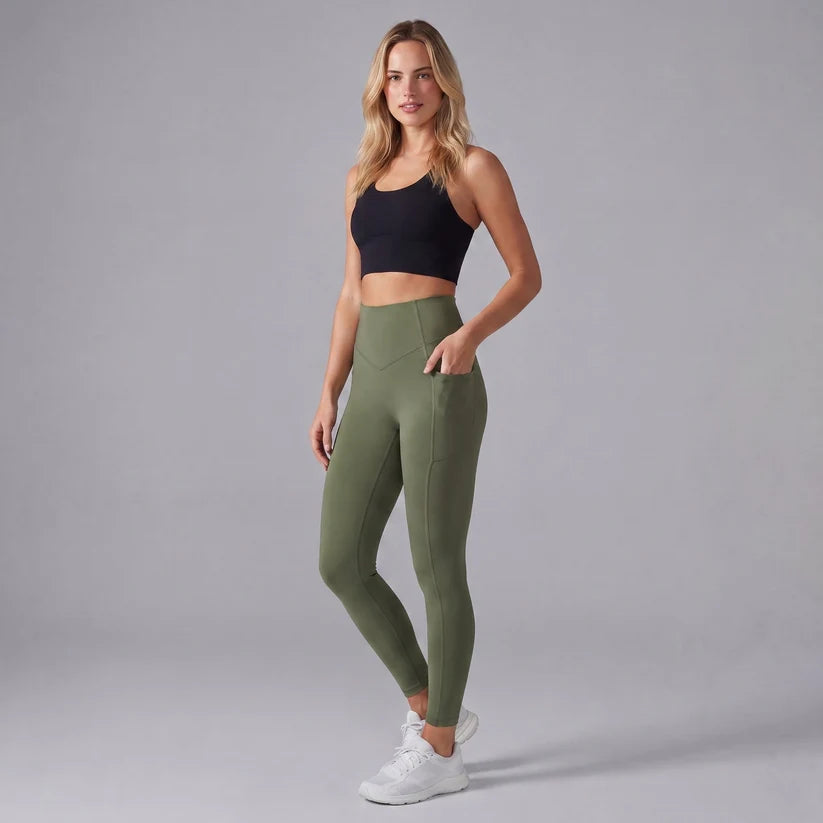 Högmidjade formande leggings med fickor
