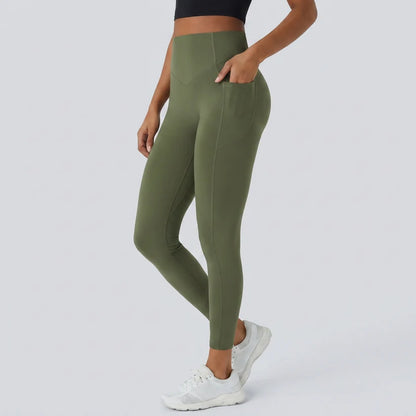Högmidjade formande leggings med fickor