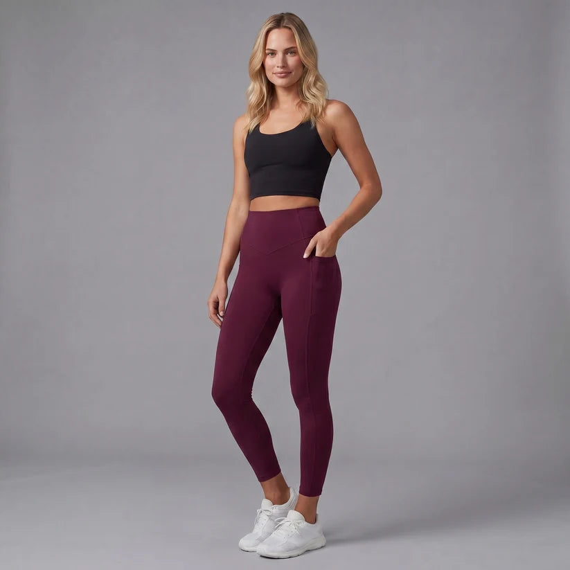 Högmidjade formande leggings med fickor