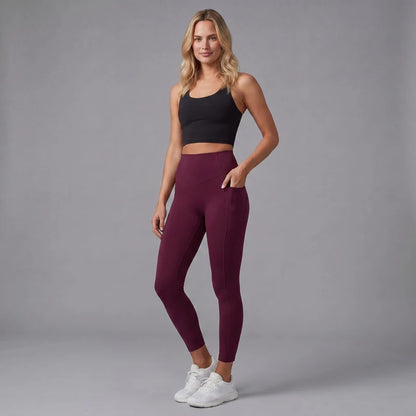 Högmidjade formande leggings med fickor