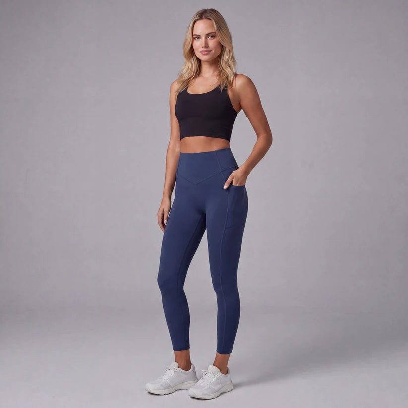 Högmidjade formande leggings med fickor