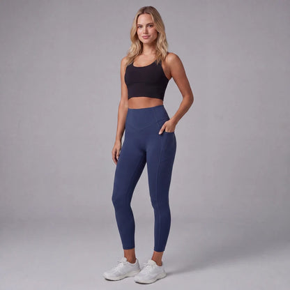 Högmidjade formande leggings med fickor