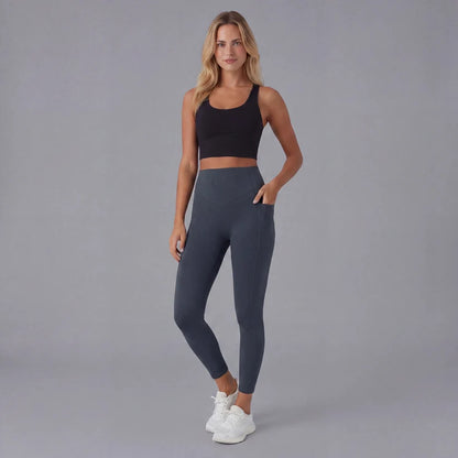 Högmidjade formande leggings med fickor