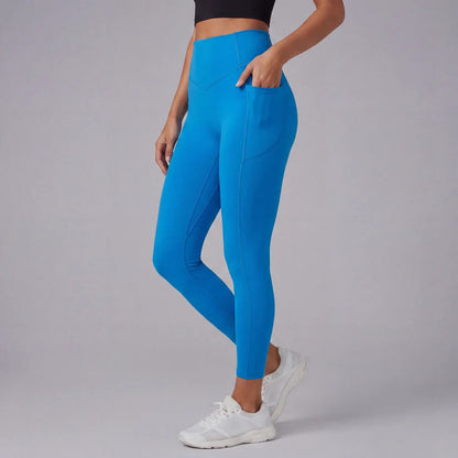 Högmidjade formande leggings med fickor
