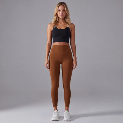 Högmidjade formande leggings med fickor