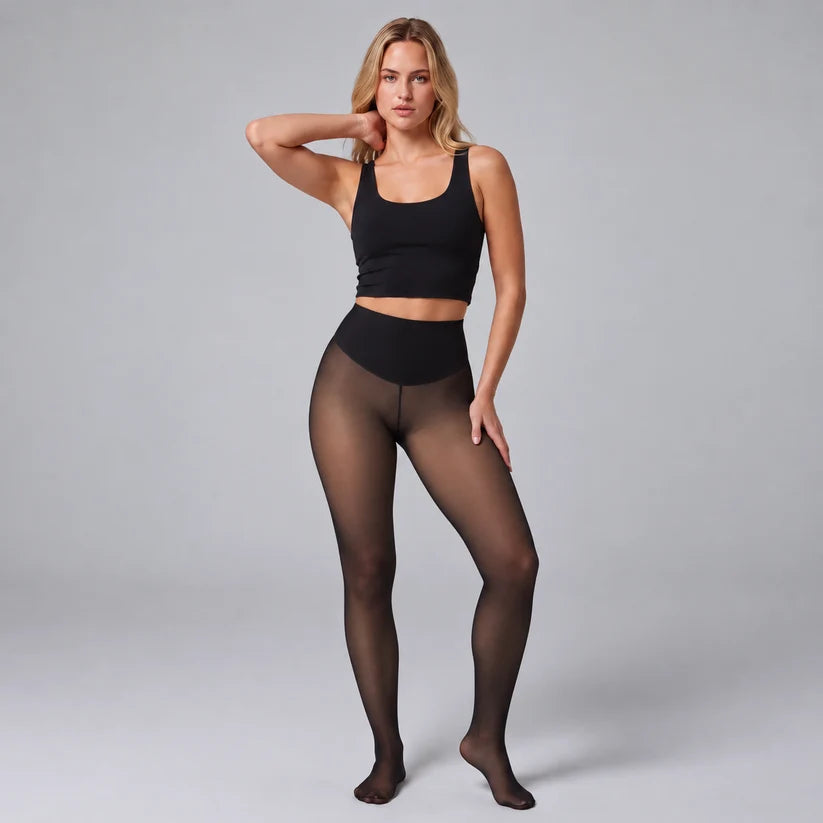 Fleecefodrade leggings med formande midjeband