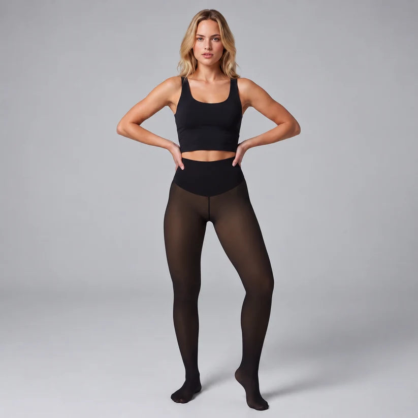 Fleecefodrade leggings med formande midjeband
