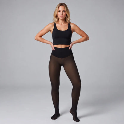 Fleecefodrade leggings med formande midjeband